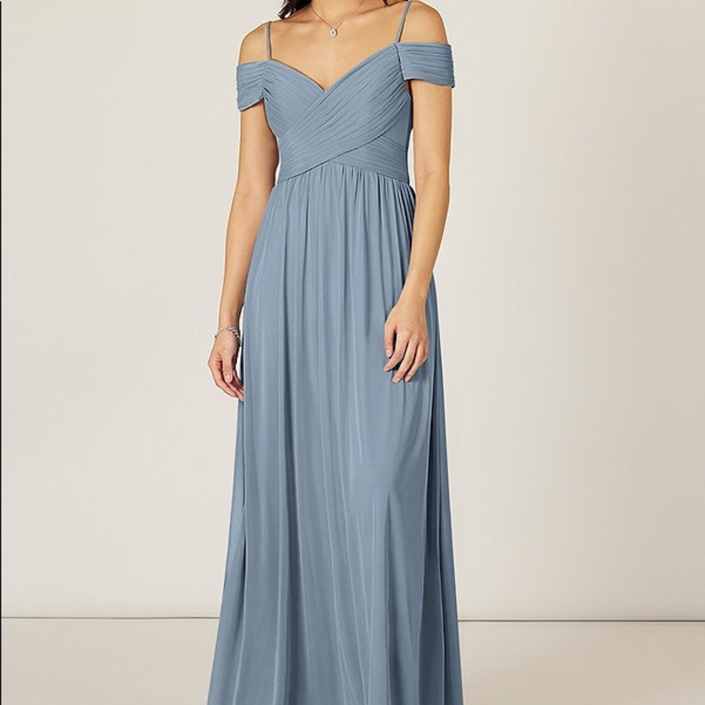 Azazie Aja dusty blue bridesmaids dress